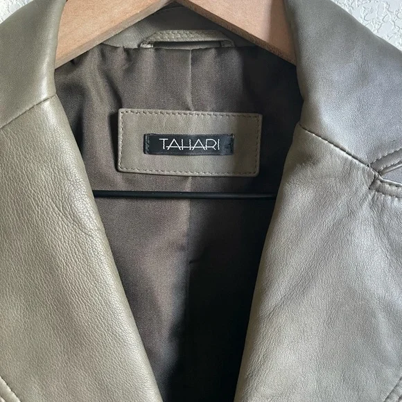 Tahari Taupe Leather Jacket - Picture 3 of 3